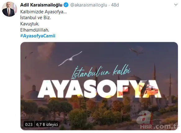 Başkan Erdoğan'ın Ayasofya'yı ibadete açan imzayı atmasının ardından sosyal medyada destek mesajları yaptı 12