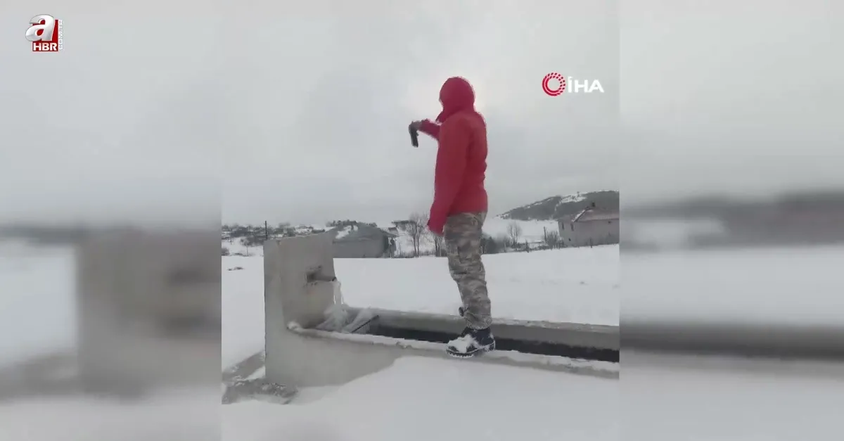Tokat'ta eksi 10 derece çeşmeyi dondurdu