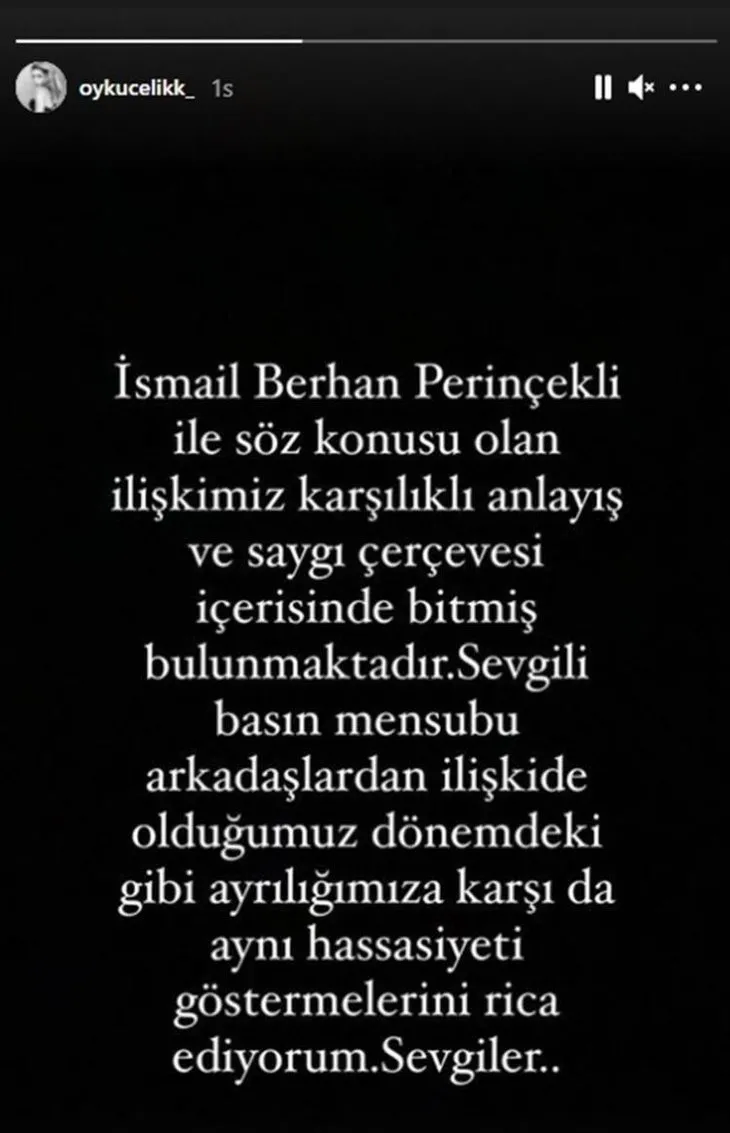 Öykü Çelik ve İsmail Berhan’dan sürpriz karar! Sosyal medyadan duyurdu