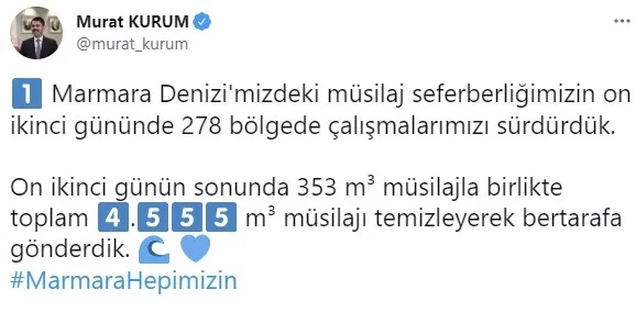 Son dakika: Çevre ve Şehircilik Bakanı Kurum'dan müsilaj çalışması açıklaması! Ne kadar müsilaj temizlendi? - 1
