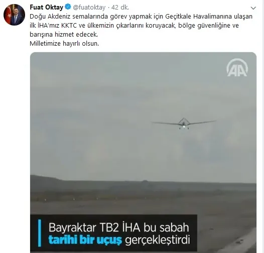 Fuat Oktay: İHA’mız, KKTC ve ülkemizin çıkarlarını koruyacak