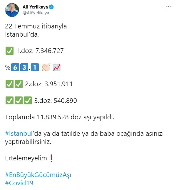 Son dakika | İstanbul'da kaç milyon doz aşı yapıldı? Vali Ali Yerlikaya son durumu açıkladı - 1