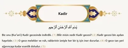 Kadir suresi okunuşu: Kadir suresi faziletleri nelerdir? Kadir suresi Arapça okunuşu ve Türkçe anlamı meali
