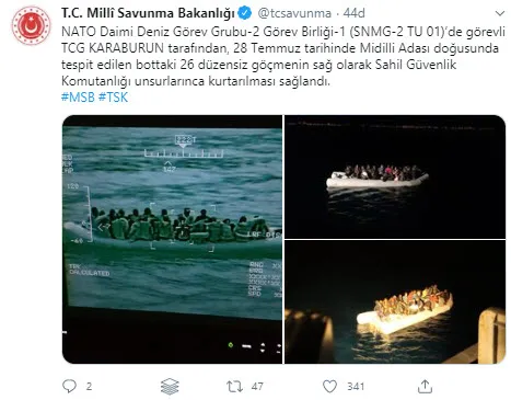 MSB duyurdu: Midilli Adası yakınında 26 düzensiz göçmen kurtarıldı - 1