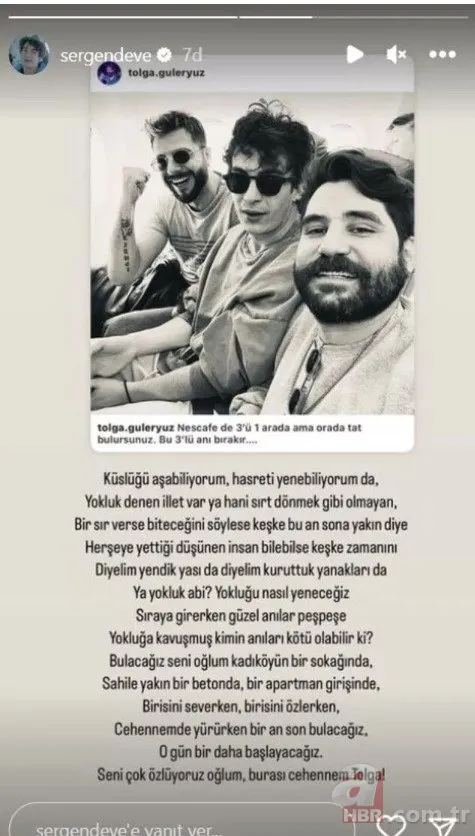 Amasya’daki feci kazadan ağır yaralanan Sergen Deveci’den ölen Tolga Güleryüz’le ilgili paylaşım: Burası cehennem Tolga!