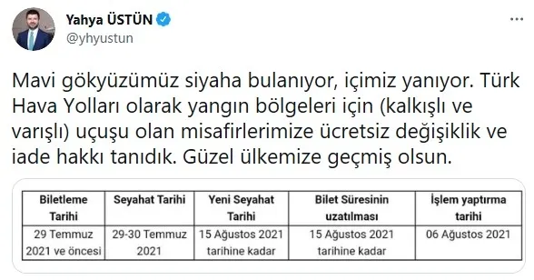 Son dakika: THY'den yangın bölgeleri için kritik karar! "Biletler için ücretsiz değişiklik ve iade hakkı tanındı" - 1