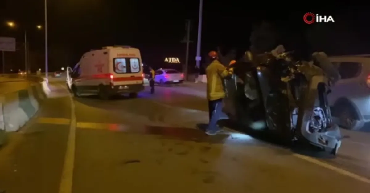 Bursa'da feci kaza: Otomobil takla attı