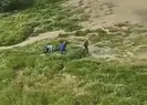 O anlar kamerada! Otların arasına saklandılar