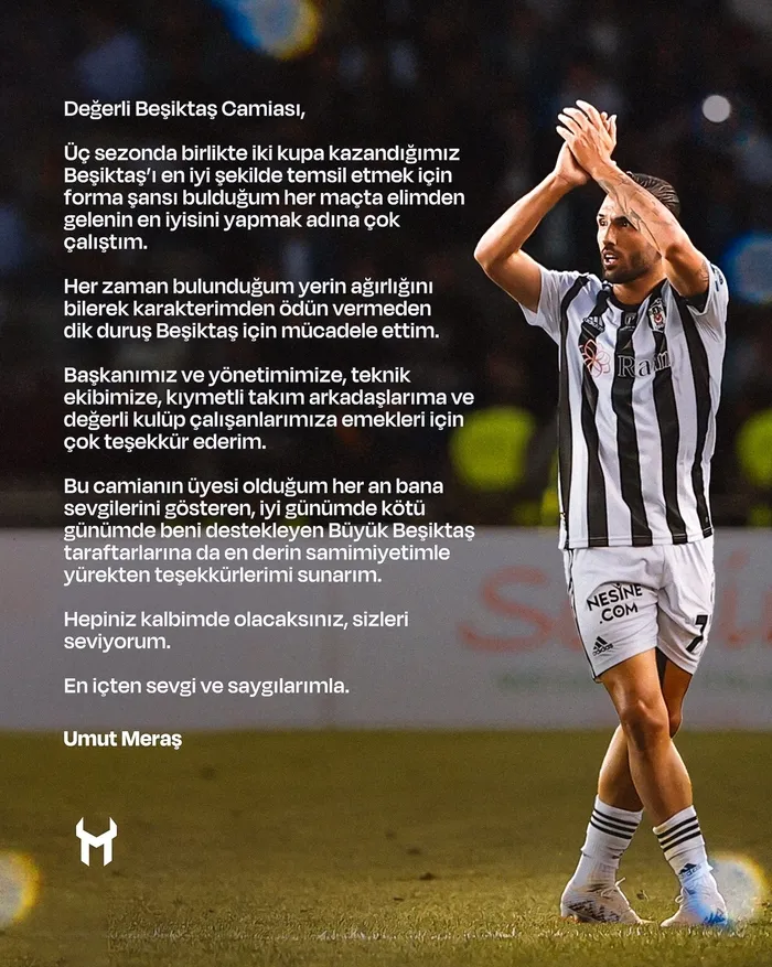 Umut Meraş Beşiktaş’a veda etti