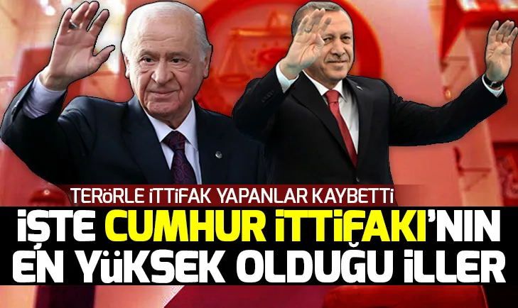 Cumhur İttifakının en yüksek oy aldığı iller