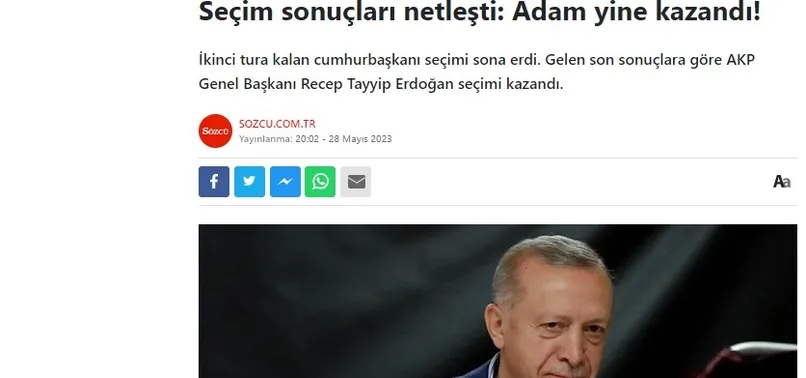 CHP medyasından Erdoğan'ın zaferine yönelik manşetler: Adam yine kazandı! Muhalefet için muhasebe zamanı başlıyor