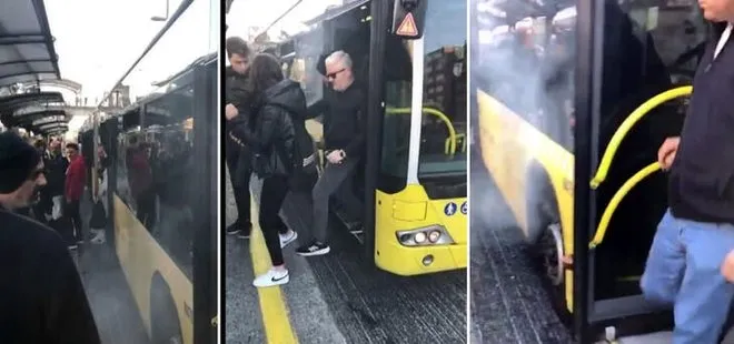 Son dakika: Avcılar’da metrobüsten lastiğinden duman yükseldi! Yolcular tahliye edildi