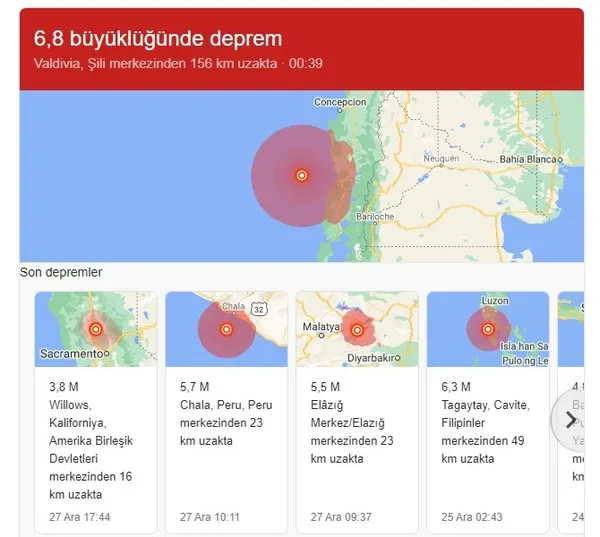 Son dakika: Şili’de 6,8’lik deprem | 2020 dünya son depremler...