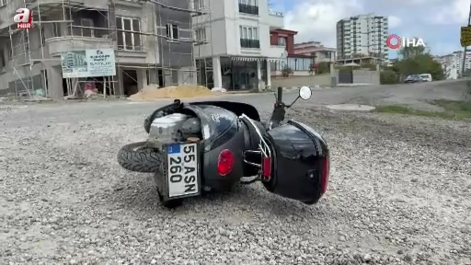 Motosiklet mucurlu yolda devrildi