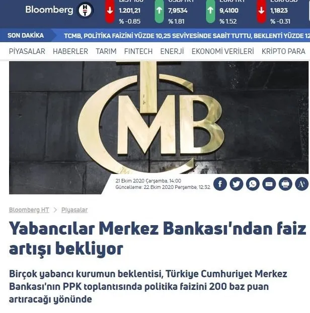 Yabancı kuruluşlardan Merkez Bankası’na faiz operasyonu! BloombergHT çanak tuttu