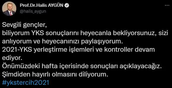 Son dakika: ÖSYM Başkanı Aygün’den 2021-YKS Yerleştirme sonuçları açıklaması