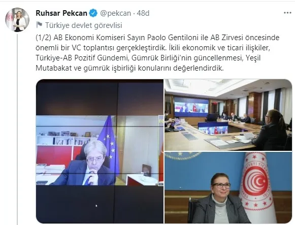 Ticaret Bakanı Ruhsar Pekcan AB Ekonomi Komiseri Paolo Gentiloni ile görüştü - 1