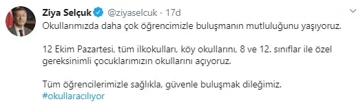 Son dakika: Milli Eğitim Bakanı Ziya Selçuk'tan flaş yüze yüze eğitim açıklaması - 1