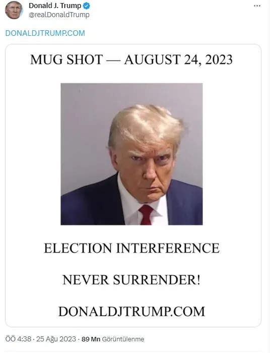 donald-trump-eski-adi-twitter-olan-x-sosyal-medya-platformuna-25-yil-sonra-geri-dondu-sabika-fotografini-payla-1692957455107.jpg Donald Trump eski adı Twitter olan X sosyal medya platformuna 2,5 yıl sonra geri döndü: Sabıka fotoğrafını paylaştı! “Asla teslim olmayın” - 1