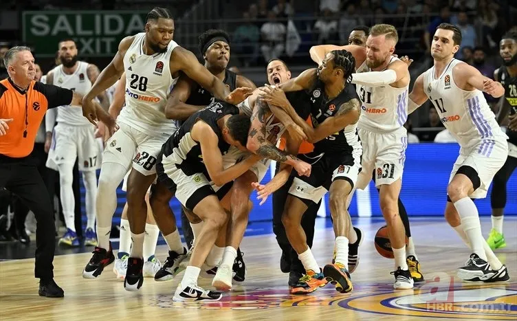 Basketbol maçı boks ringine döndü! Real Madrid-Partizan karşılaşmasında ortalık karıştı 7