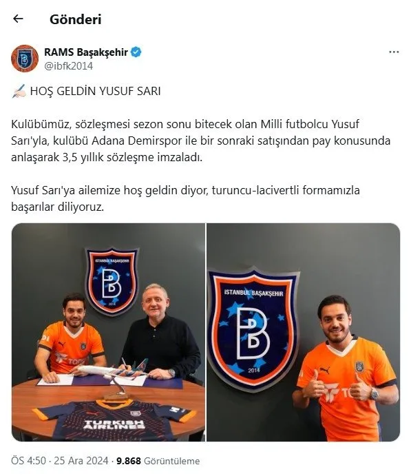 Başakşehir Yusuf Sarı’yı renklerine bağladı