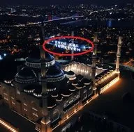 Çamlıca Camisinin Ramazan mahyası havadan görüntülendi! Dikkat çeken koronavirüs çağrısı