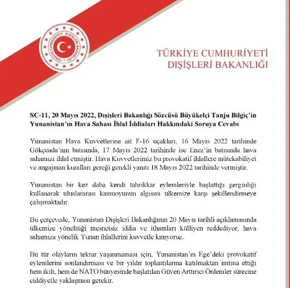 Son dakika: Türkiye’den Yunanistan’a kınama! Ege’deki provokatif eylemleri sonlandırın