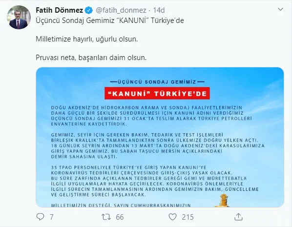 Son dakika: Bakan Dönmez müjdeyi verdi! ’Kanuni’ Türkiye’de