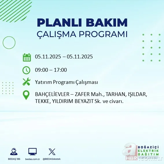 İstanbul’un 20 ilçesinde elektrik kesintisi! Güncel liste yayımlandı: Hangi ilçelerde kesinti olacak? 5