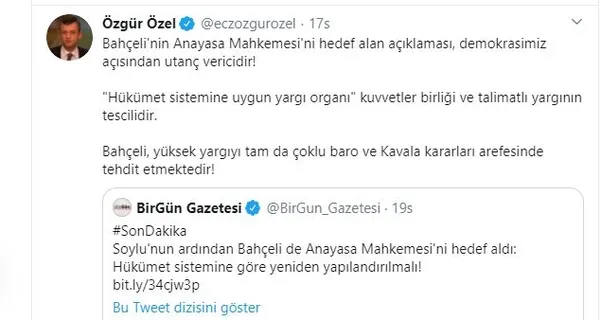 MHP’li Erkan Akçay: CHP Grup Başkanvekili Özgür Özel, terör destekçilerine sahip çıkıyor