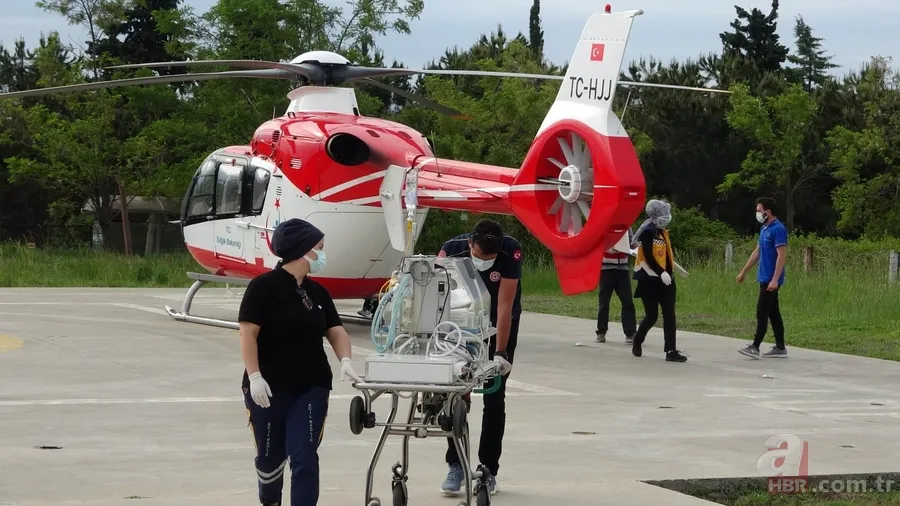 Ambulans helikopter 4 günlük bebek için havalandı 1