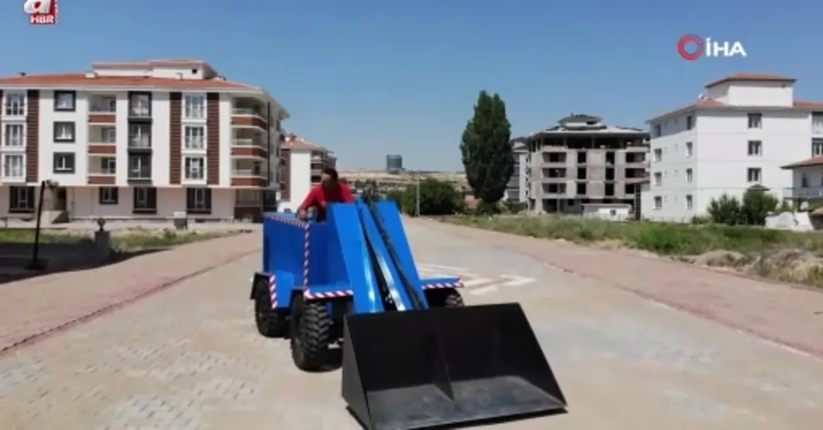 Kendi imkanlarıyla iş makinesi yaptı