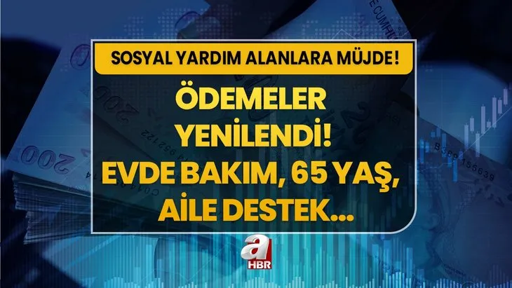 Miktarlar güncellendi, hesaplara zamlı yatacak! e-Devlet’ten başvuran herkese veriliyor! Evde bakım maaşı, 65 yaş, engelli aylığı, Aile destek...