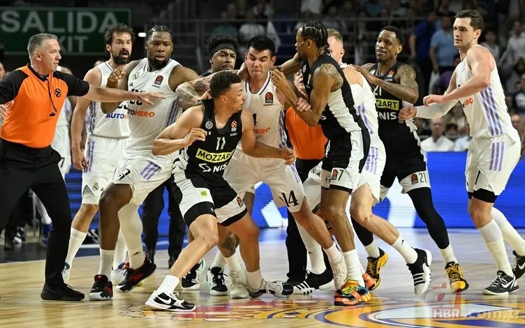 Basketbol maçı boks ringine döndü! Real Madrid-Partizan karşılaşmasında ortalık karıştı 6