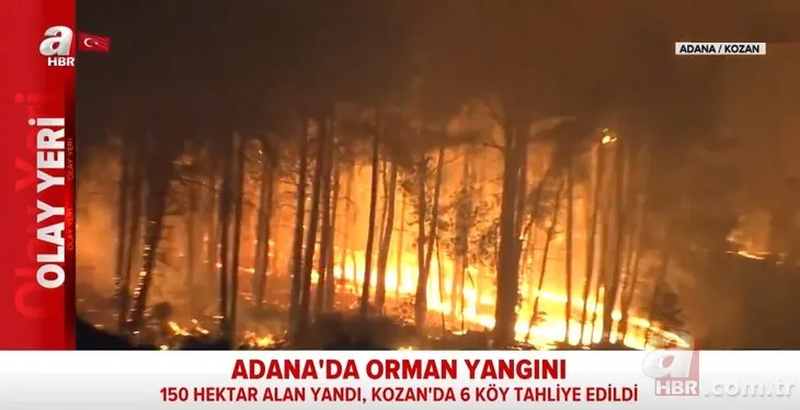 Adana Kozan’da korkutan orman yangını! 6 köy boşaltıldı A Haber olay yerinde...