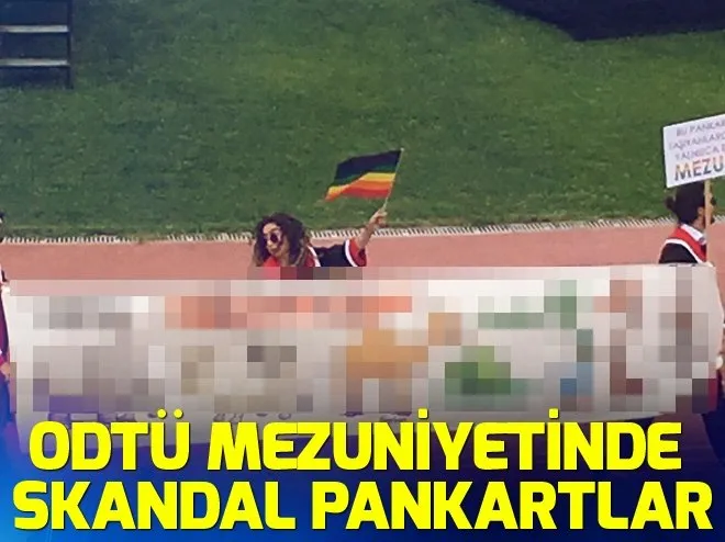 ODTÜ mezuniyetinde skandal pankartlar