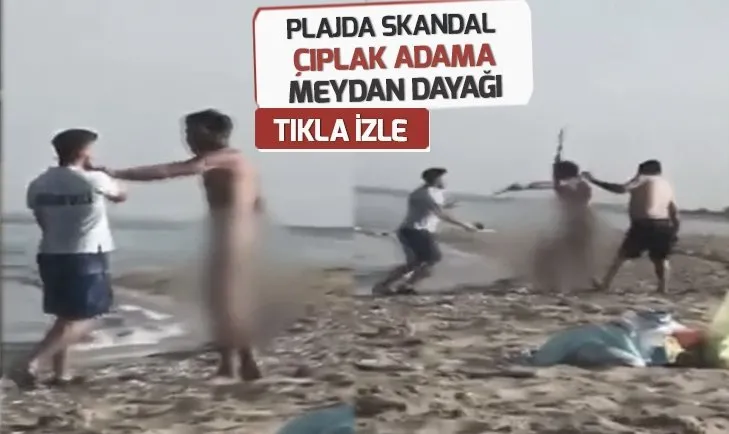 KKTC’de plajda çıplak gezen adama vatandaştan meydan dayağı