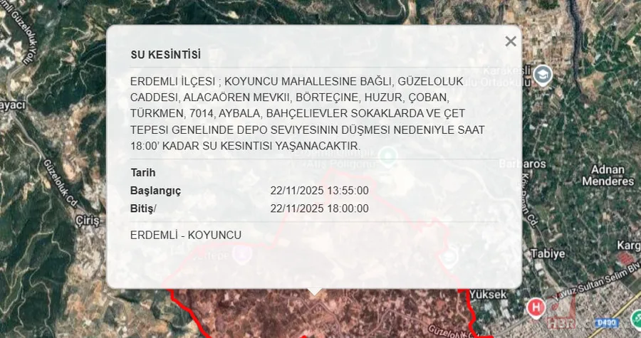 Mersin su kesintisi sorgulama: 22 Kasım Mersin’de su kesintisi ne zaman bitecek? 7