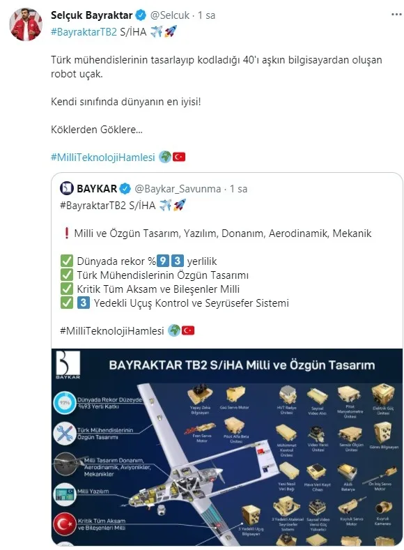 Baykar Savunma Teknik Müdürü Selçuk Bayraktar: Sınıfında dünyanın en iyisi