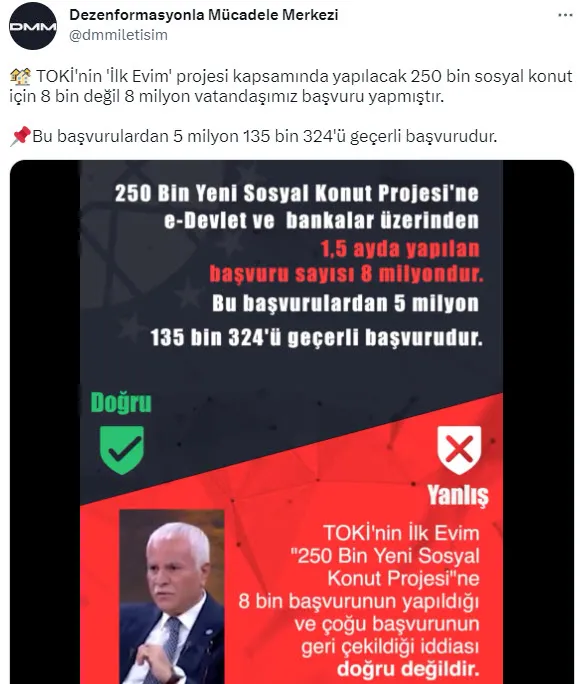 İYİ Partili Koray Aydın’ın İlk Evim Projesi iddialarına yalanlama! 8 bin başvuru var demişti 8 milyon cevabı geldi
