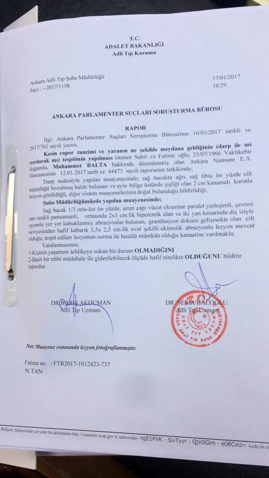 AK Partili Balta ısırıldığını raporla kanıtladı - 1