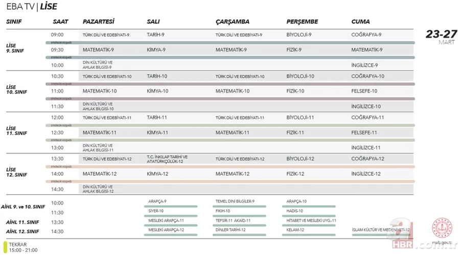 EBA TV canlı yayın izle: 27 Mart EBA TV İlkokul, Ortaokul, Lise uzaktan eğitim ders programı 8