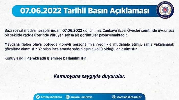 ankara-emniyet-mudurlugu-1654621522300.jpg Ankara Emniyet Müdürlüğü'nden Çankaya'daki uygunsuz görüntülere dair açıklama: Şahıs yakalandı! - 3