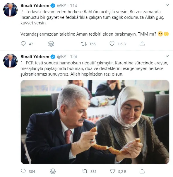 Son dakika: Binali Yıldırım ve eşi Semiha Yıldırım koronavirüsü yendi - 1