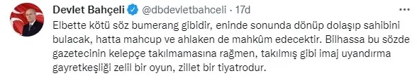 MHP Genel Başkanı Devlet Bahçeli’den Sedef Kabaş’a sert tepki: Anti demokratik ve faşizan sözleri kınıyorum