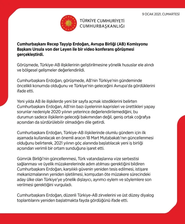 Son dakika: Başkan Erdoğan, AB Komisyonu Başkanı Ursula von der Leyen ile görüştü - 7