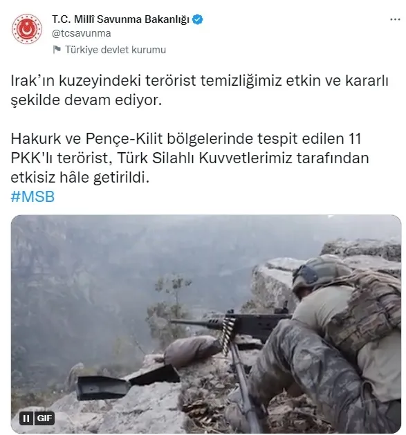 MSB: Zeytin Dalı ve Barış Pınarı bölgelerinde 5 PKK-YPG’li terörist öldürüldü