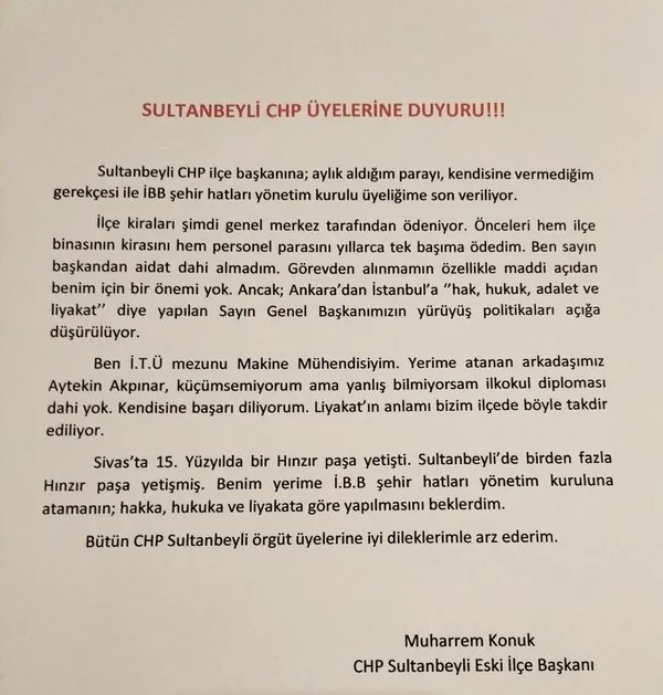 CHP Sultanbeyli ilçe yönetiminde ortalık karıştı! Adeta "haraç" düzeni işliyor - 1