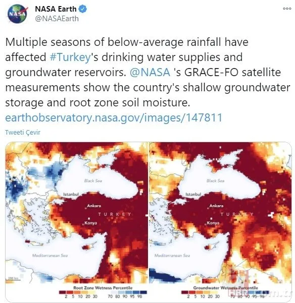 NASA’dan flaş Türkiye paylaşımı! Türkiye’ye kritik uyarı!