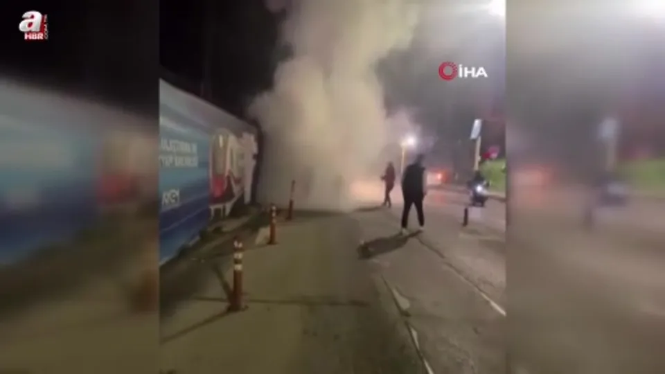 Otomobil alev alev yandı